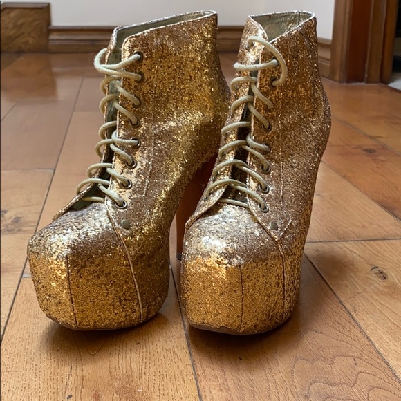 Jeffrey Campbell Lita in Gold Glitter Sz 6 - Picture 6 of 7